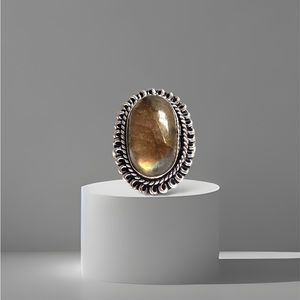 Sterling Silver Overlay Labradorite Ring Size 6 3/4